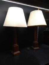 Pair MCM Wooden Table Lamps