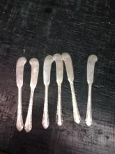 (6) Sterling Silver Butter Knives 24.7 grams each (x6)