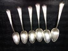 (6) Sterling Silver Serving Spoons  Duchess Tudor Plate Design 63 grams each (x6)