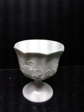Vintage Milk Glass Grape and Leaf Compote