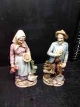 Pair Homco Porcelain Figures-Farmer and His Mrs.