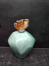 Glazed Pottery Vase with Slice Agate "Stopper"