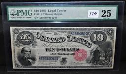 RARE $10 SERIES 1880 LEGAL TENDER NOTE PMG VF25