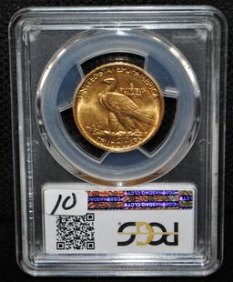 RARE 1907 $10 INDIAN GOLD COIN - PCGS MS63
