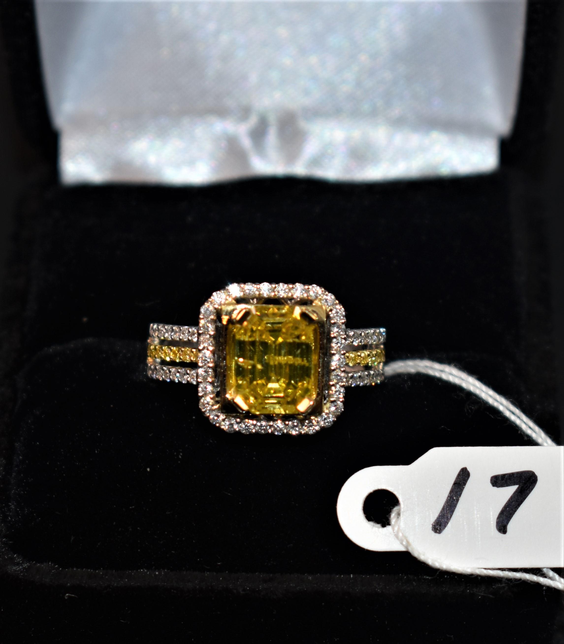 LADIES 2.29CT YELLOW DIAMOND PLATINUM RING