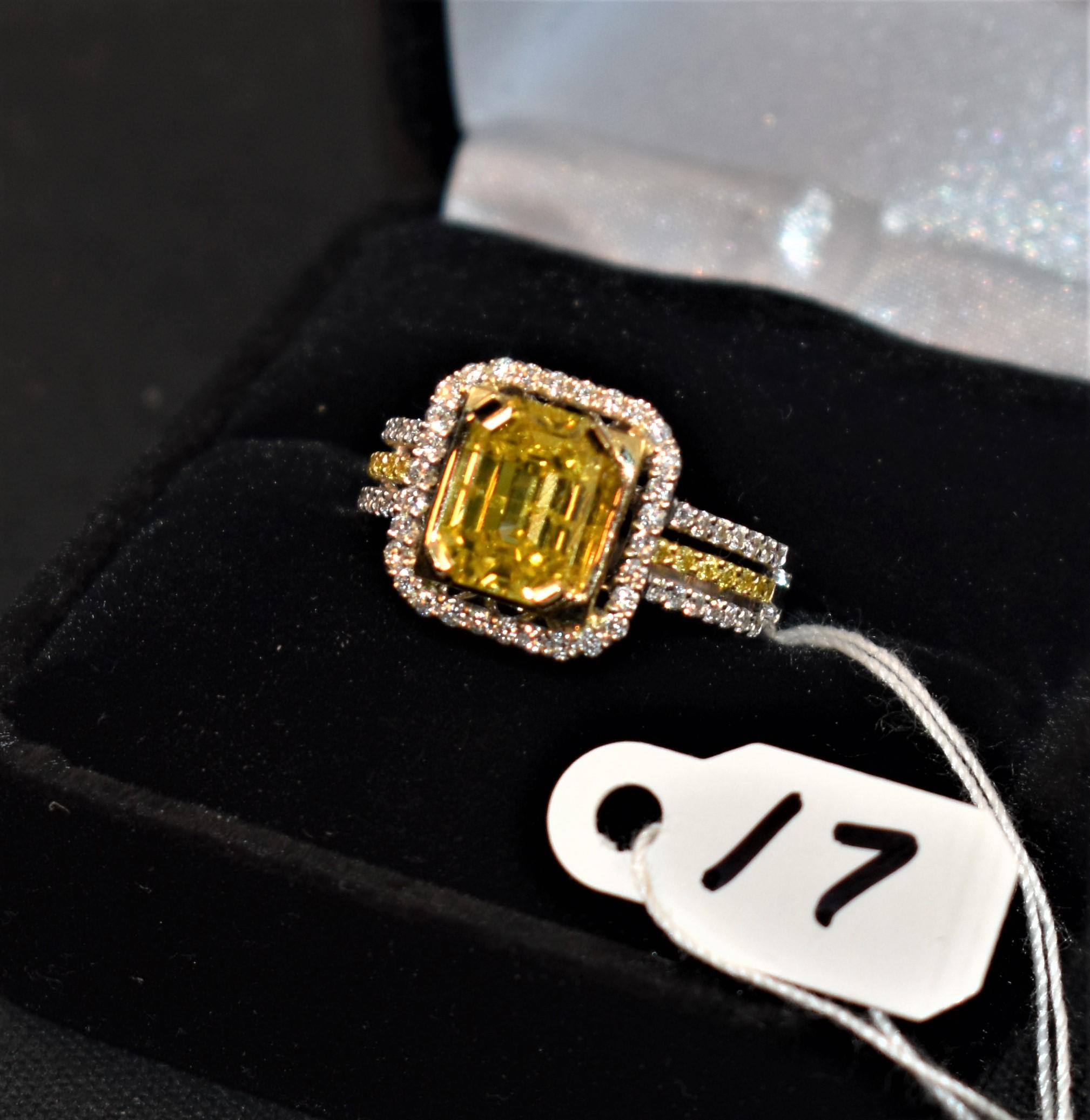 LADIES 2.29CT YELLOW DIAMOND PLATINUM RING