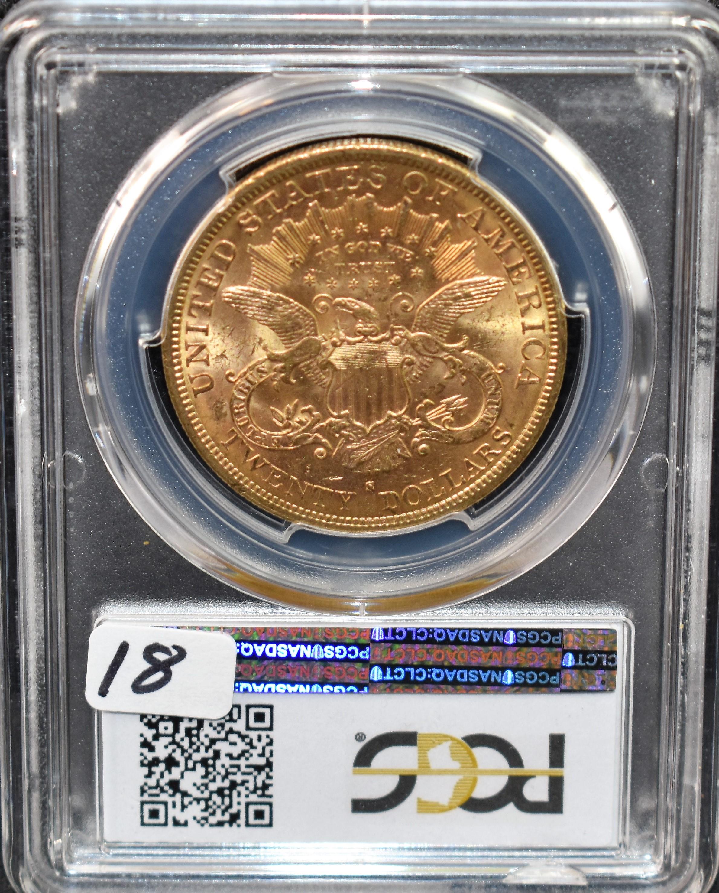 VERY RARE 1878-S $20 LIBERTY GOLD COIN PCGS MS61