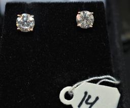 LADIES 1.61CTTW DIAMOND STUD 14K GOLD EARRINGS