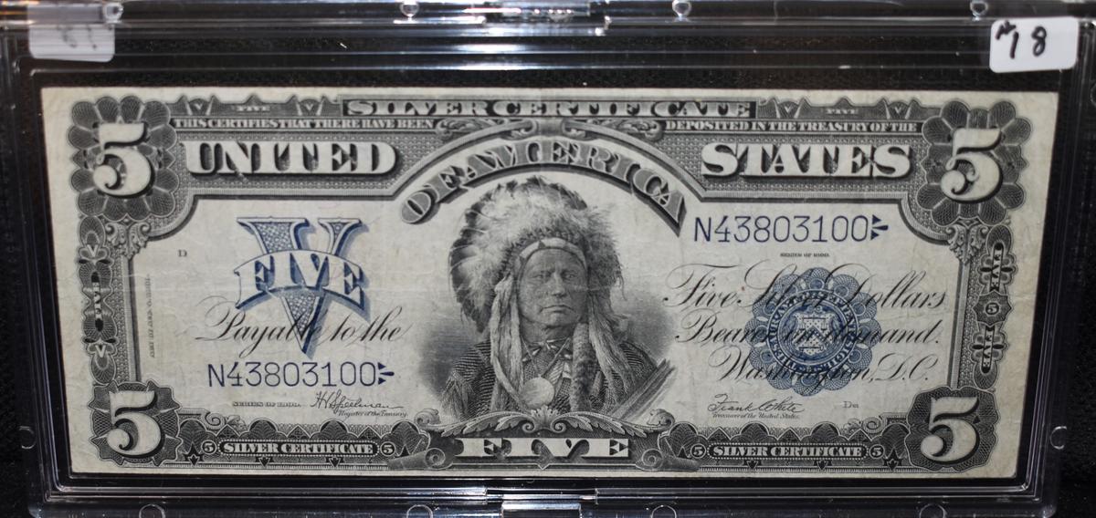 RARE "ONE PAPA" $5 SILVER CERTIFICATE SERIES 1899