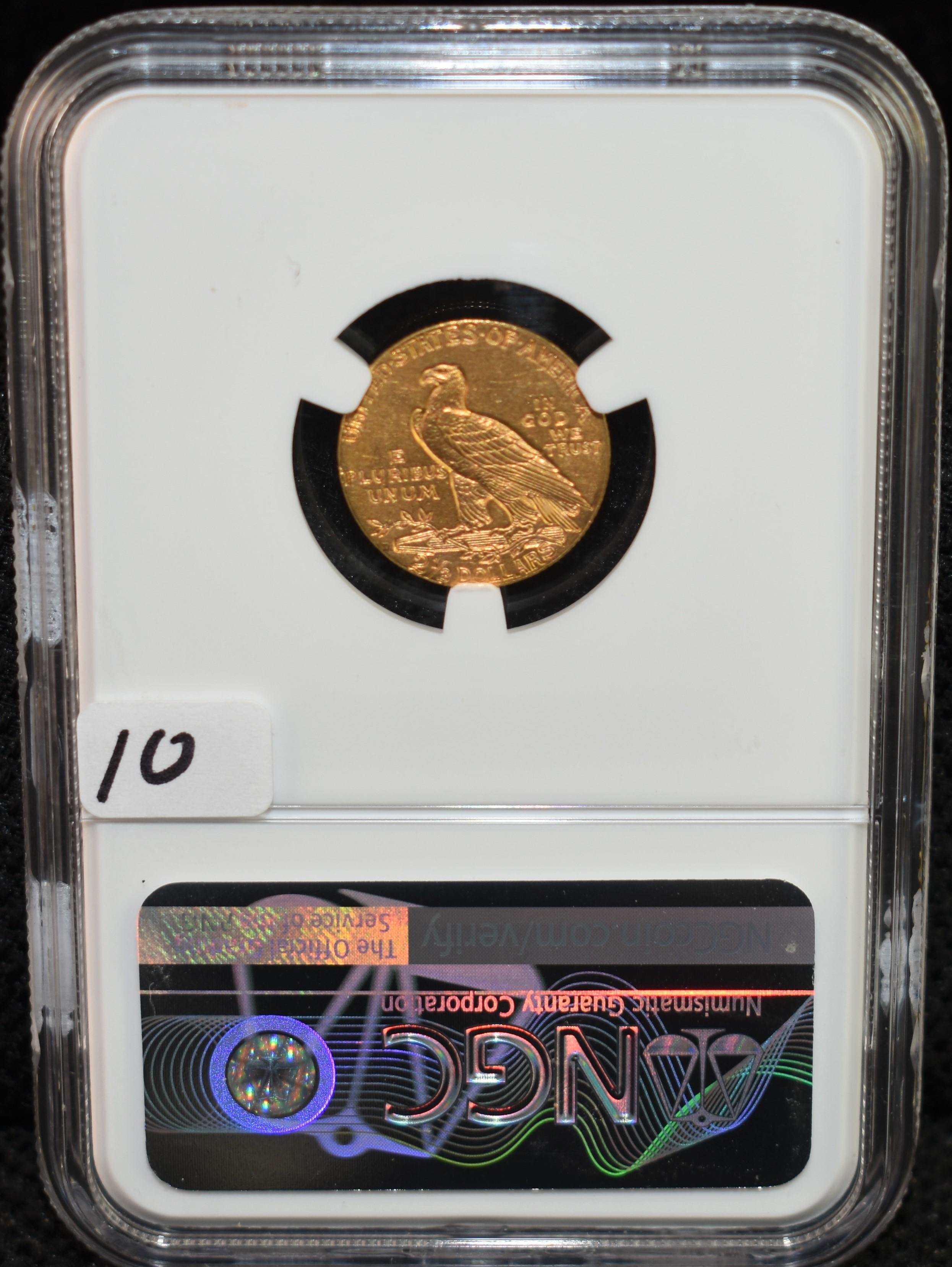 RARE SUPER KEY 1911-D $2 1/2 INDIAN GOLD NGC MS61