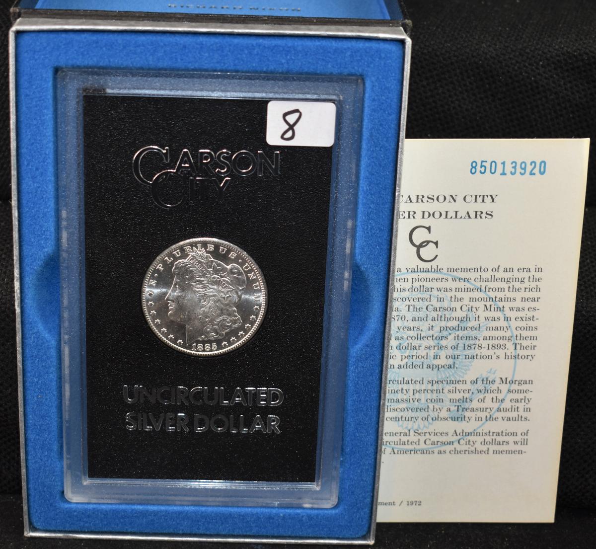 RARE 1885-CC GSA BLACK BOX MORGAN DOLLAR