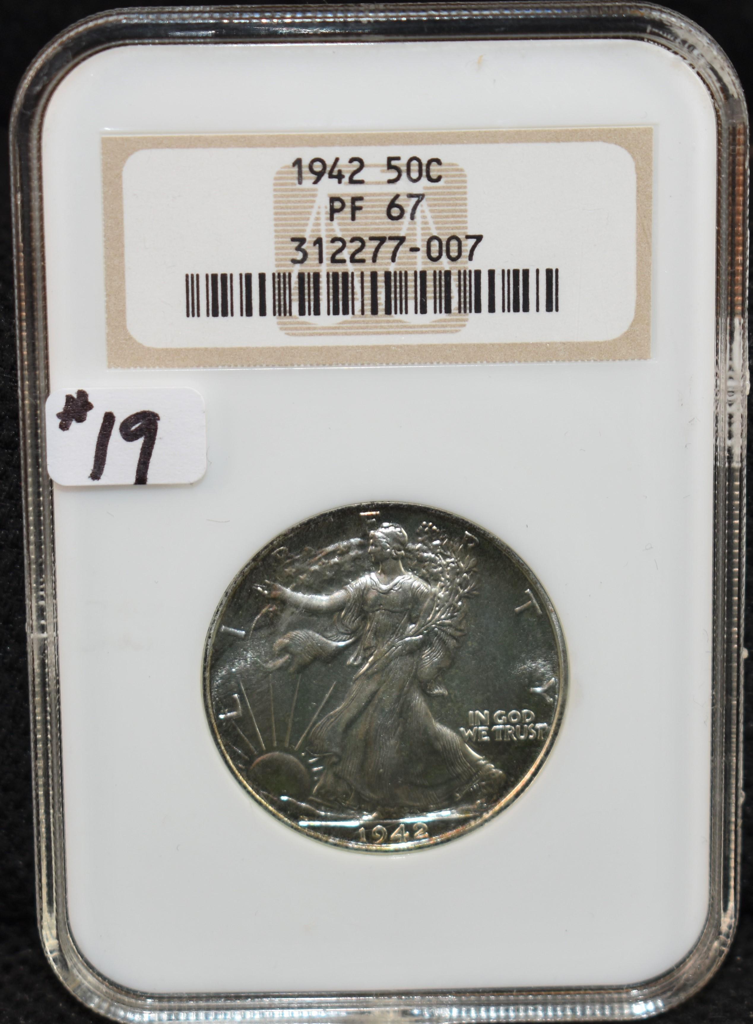 RARE NGC PF67 1942 WALKING LIBERTY HALF DOLLAR