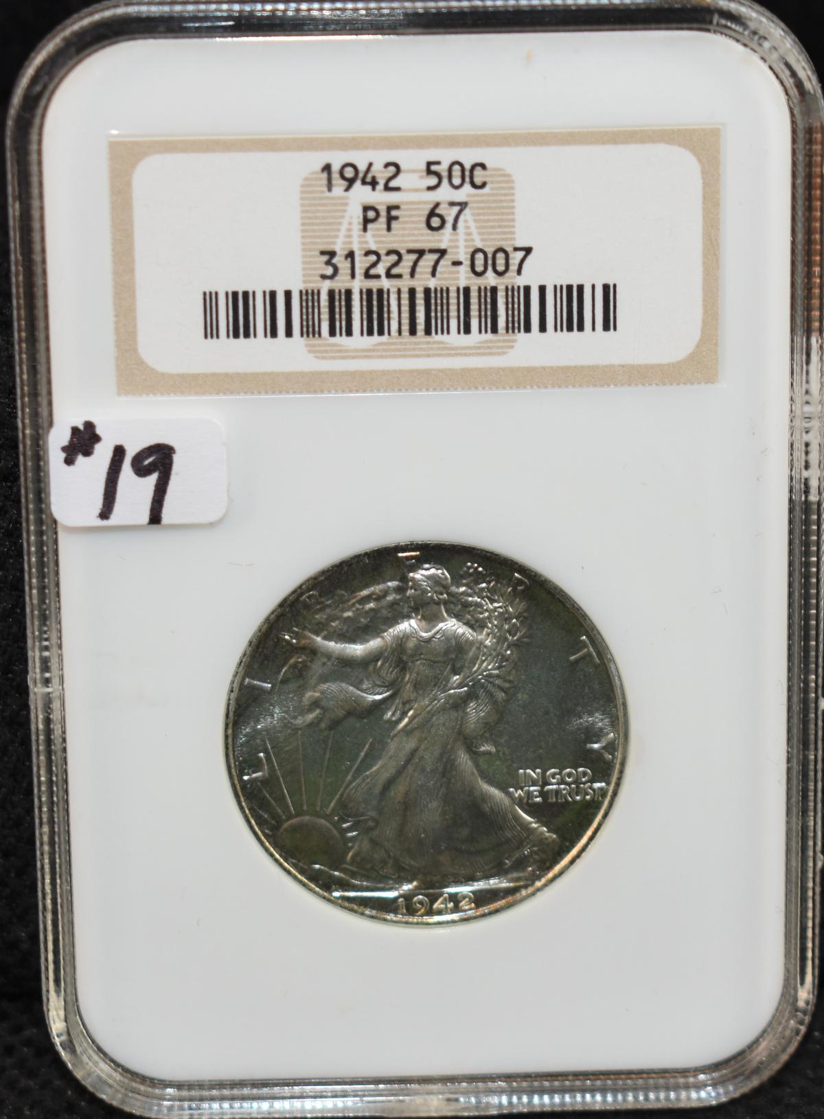 RARE NGC PF67 1942 WALKING LIBERTY HALF DOLLAR