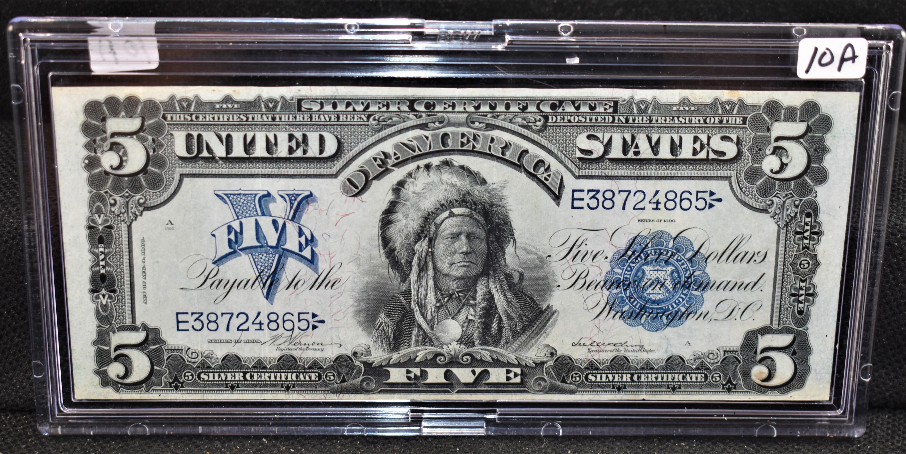 CHOICE VF/XF $5 "CHIEF PAPA" SILVER CERTIFICATE