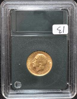 1918 BU BRITISH GOLD SOVEREIGN COIN