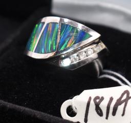 LADIES CUSTOM-MADE 14K WHITE GOLD BLACK OPAL RING