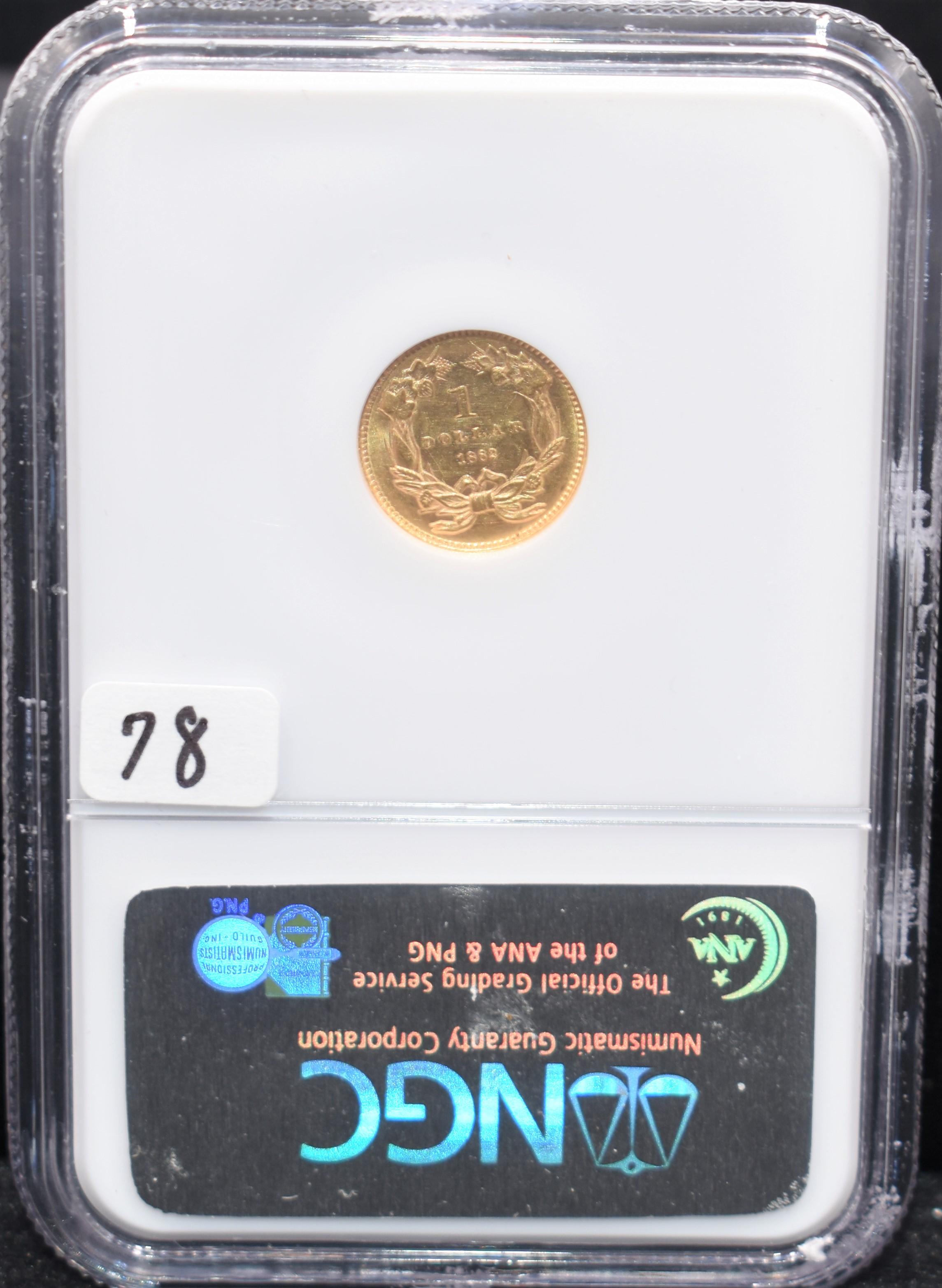 1862 $1 TYPE III GOLD COIN - NGC MS63