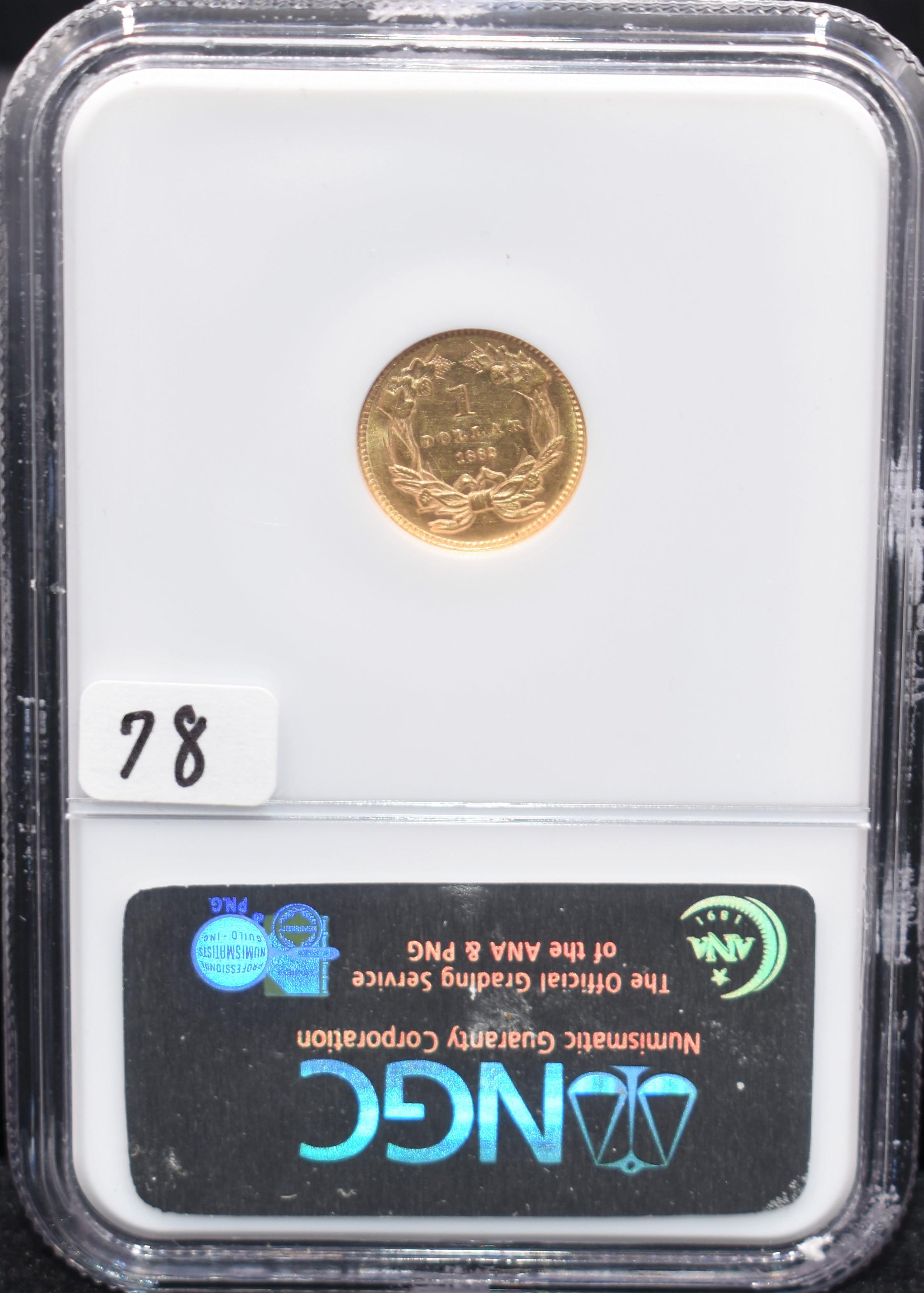 1862 $1 TYPE III GOLD COIN - NGC MS63
