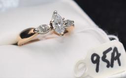 LADIES 3-MARQUISE DIAMOND 14K TWO-TONE GOLD RING