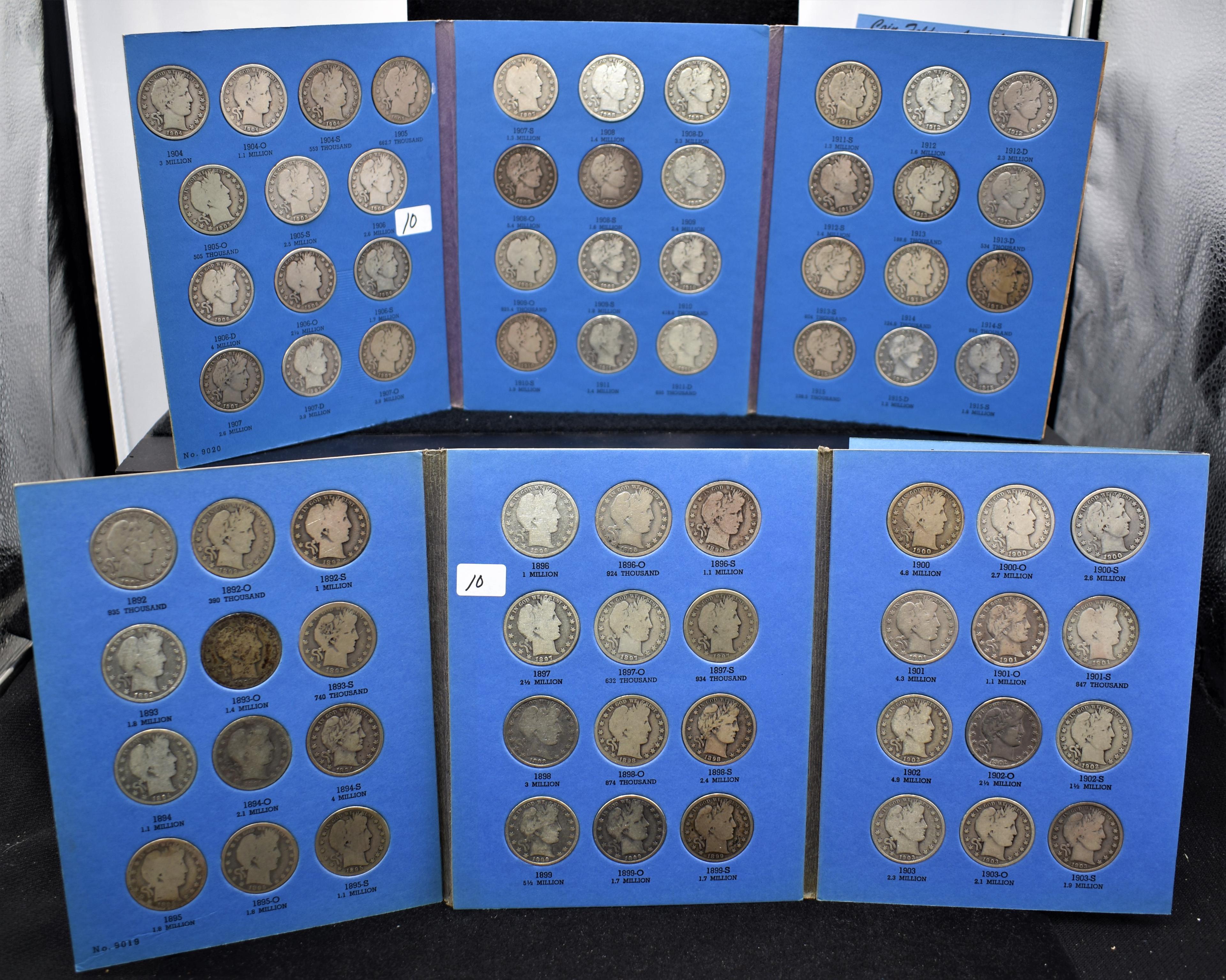 COMPLETE SET OF BARBER HALF DOLLARS