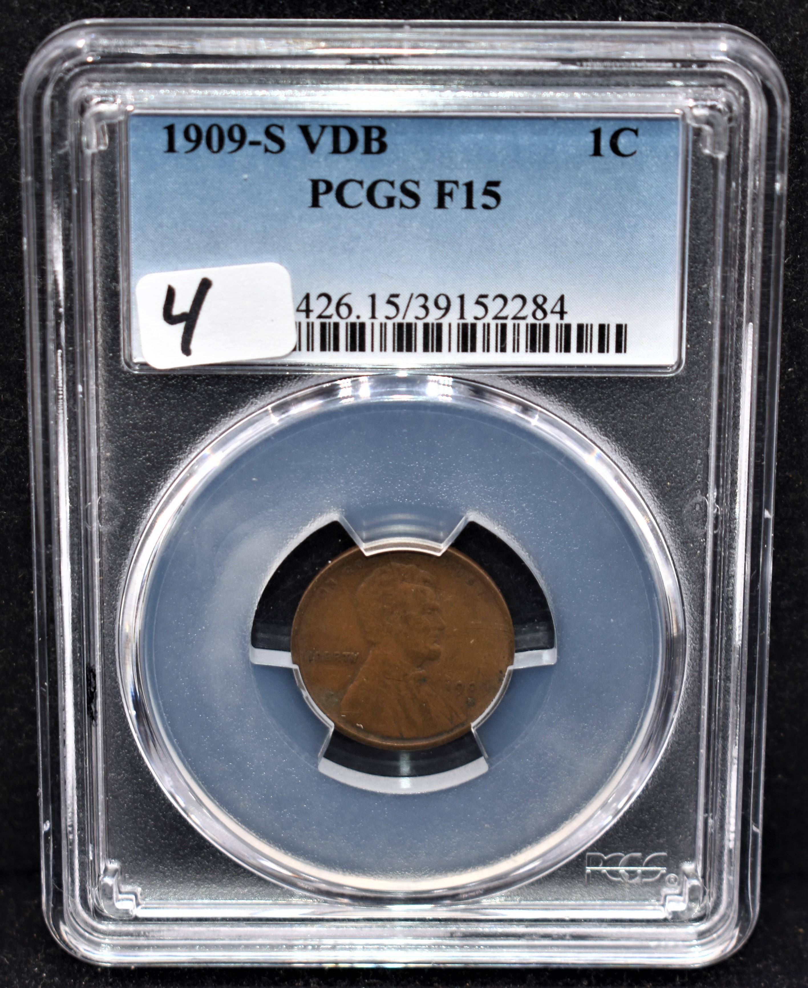 KEY 1909-SVDB LINCOLN PENNY - PCGS F15