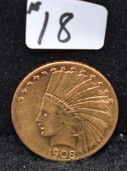 1908-S $10 INDIAN HEAD GOLD COIN