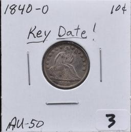 KEY DATE 1840-0 SEATED DIME