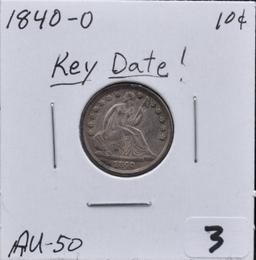 KEY DATE 1840-0 SEATED DIME
