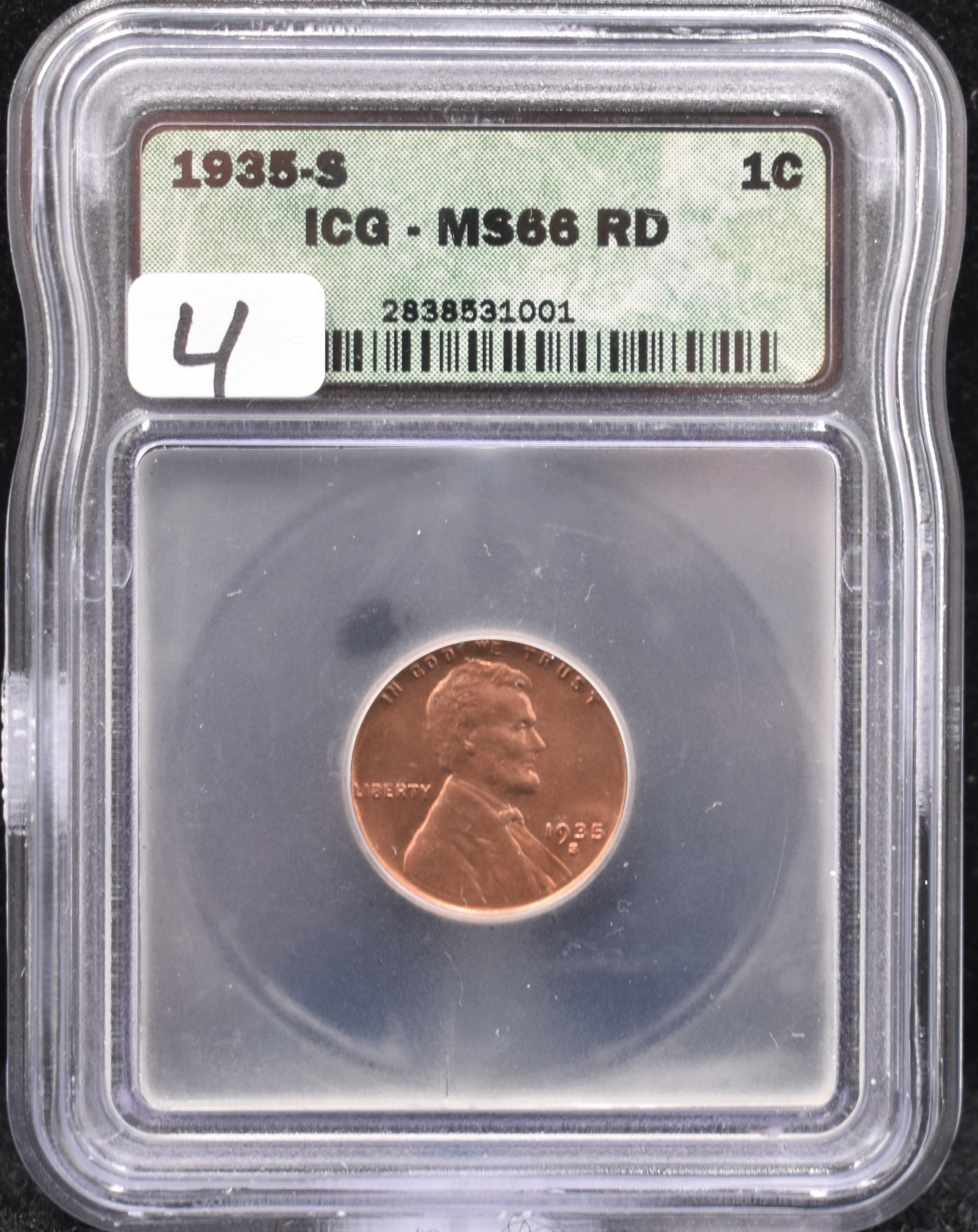 1935-S LINCOLN WHEAT PENNY ICG MS66 RD