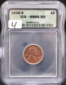 1935-S LINCOLN WHEAT PENNY ICG MS66 RD