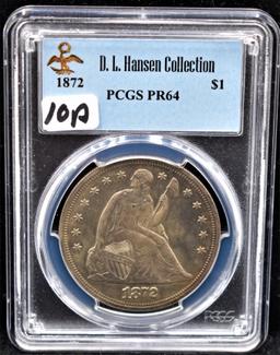 RARE 1872 $1 SEATED LIBERTY PCGS PR64 FROM S