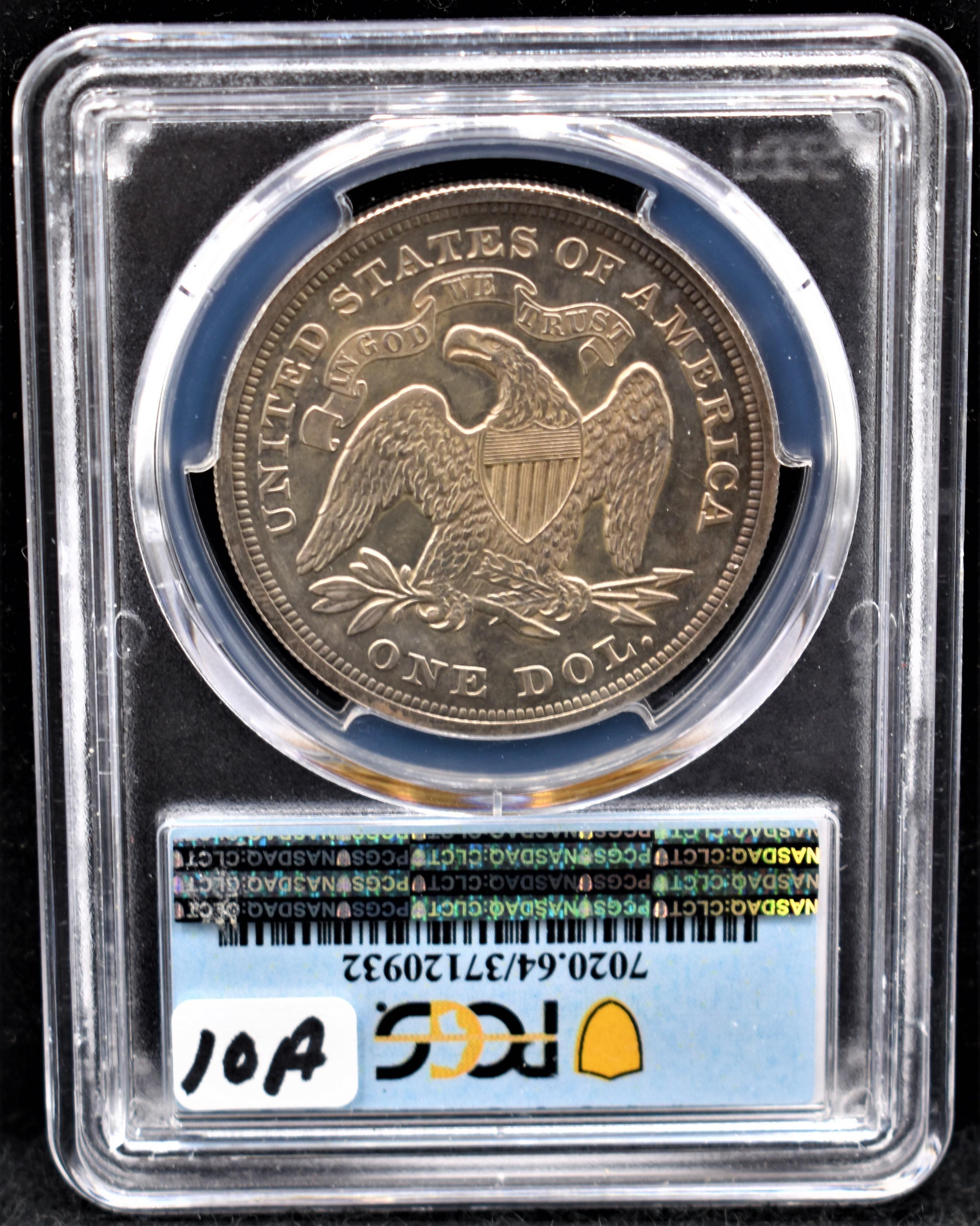 RARE 1872 $1 SEATED LIBERTY PCGS PR64 FROM S