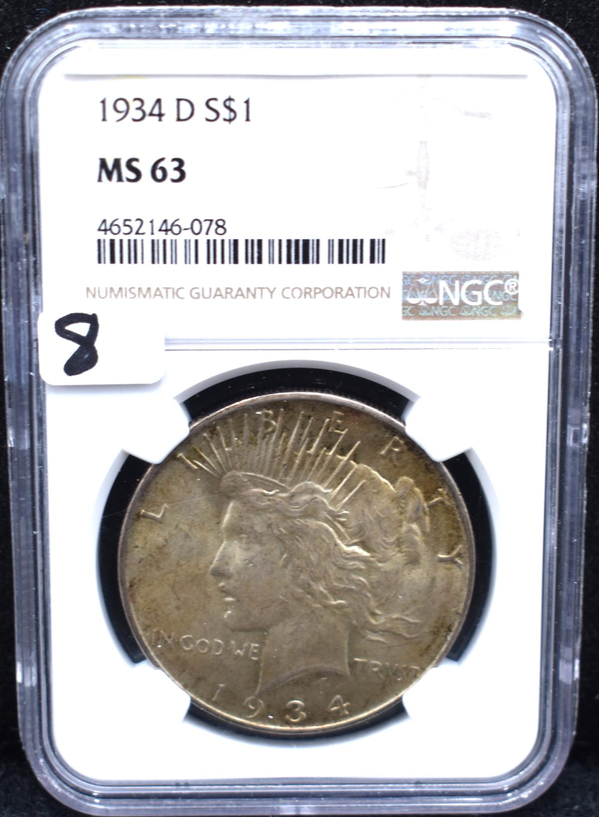 1934-D PEACE DOLLAR - NGC MS63