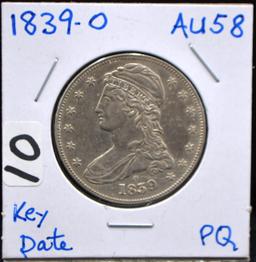 KEY DATE 1839-0 CAPPED BUST HALF DOLLAR