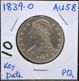 KEY DATE 1839-0 CAPPED BUST HALF DOLLAR