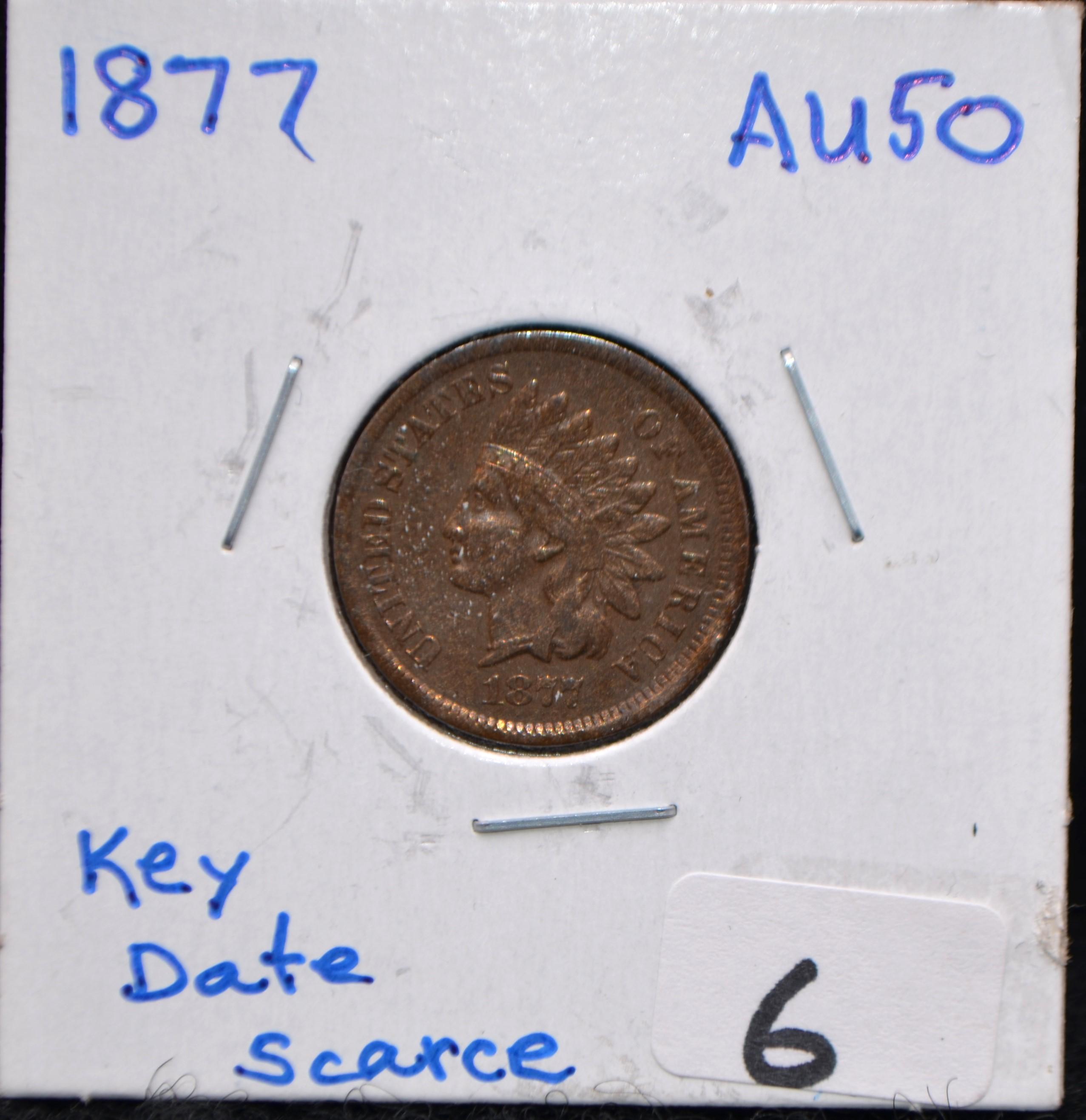 RARE KEY DATE 1877 INDIAN HEAD PENNY