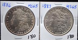 HIGH GRADE 1886 & 1887 MORGAN DOLLARS