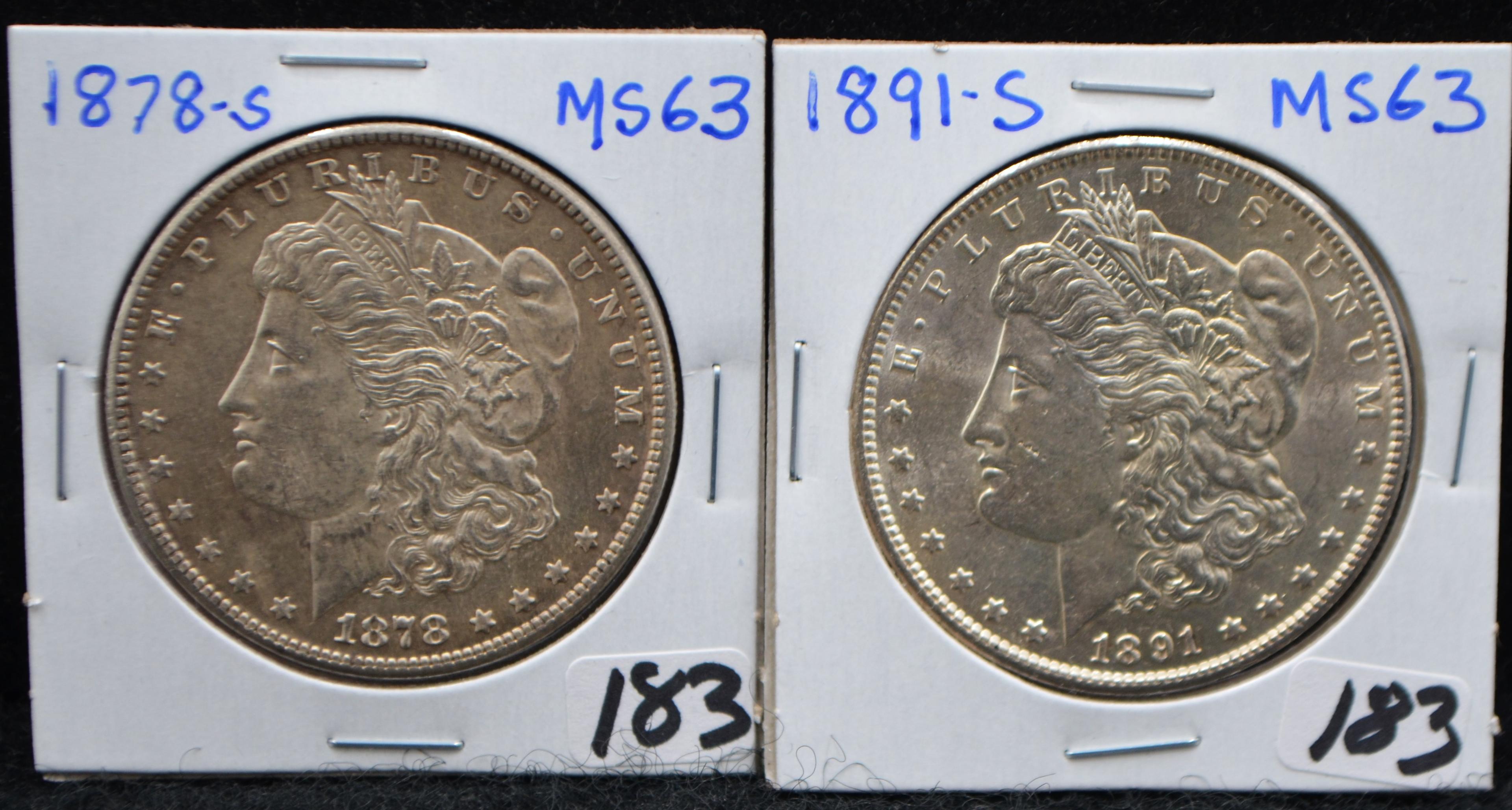 1878-S & 1891-S MORGAN DOLLARS