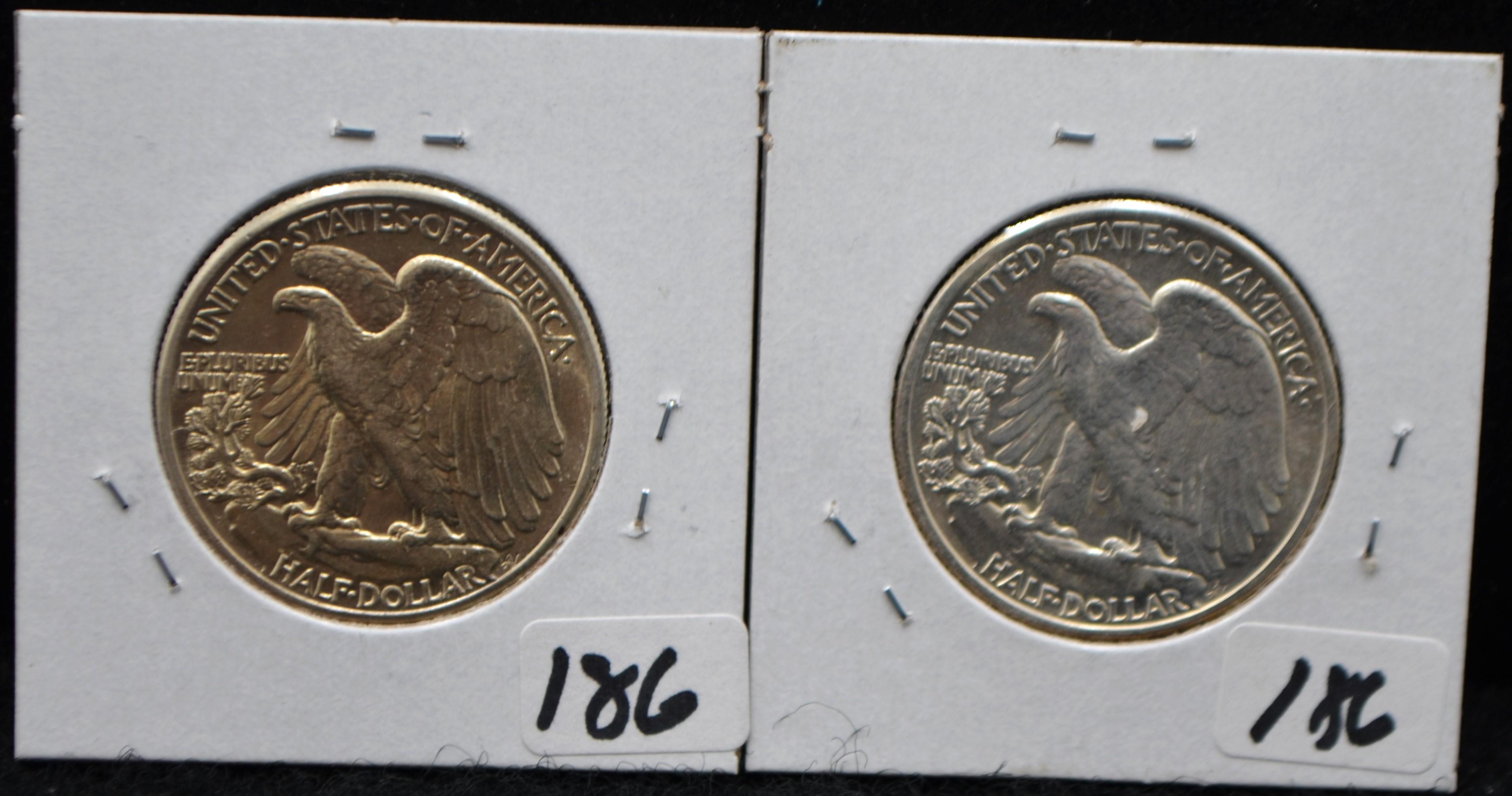 HIGH GRADE 1941, 1942 WALKING LIBERTY HALF DOLLARS