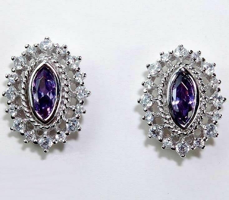 4 CT AMETHYST STERLING SILVER EARRINGS