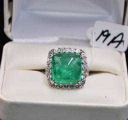 FABULOUS 17.09 CTTW EMERALD & DIAMOND 18K RING