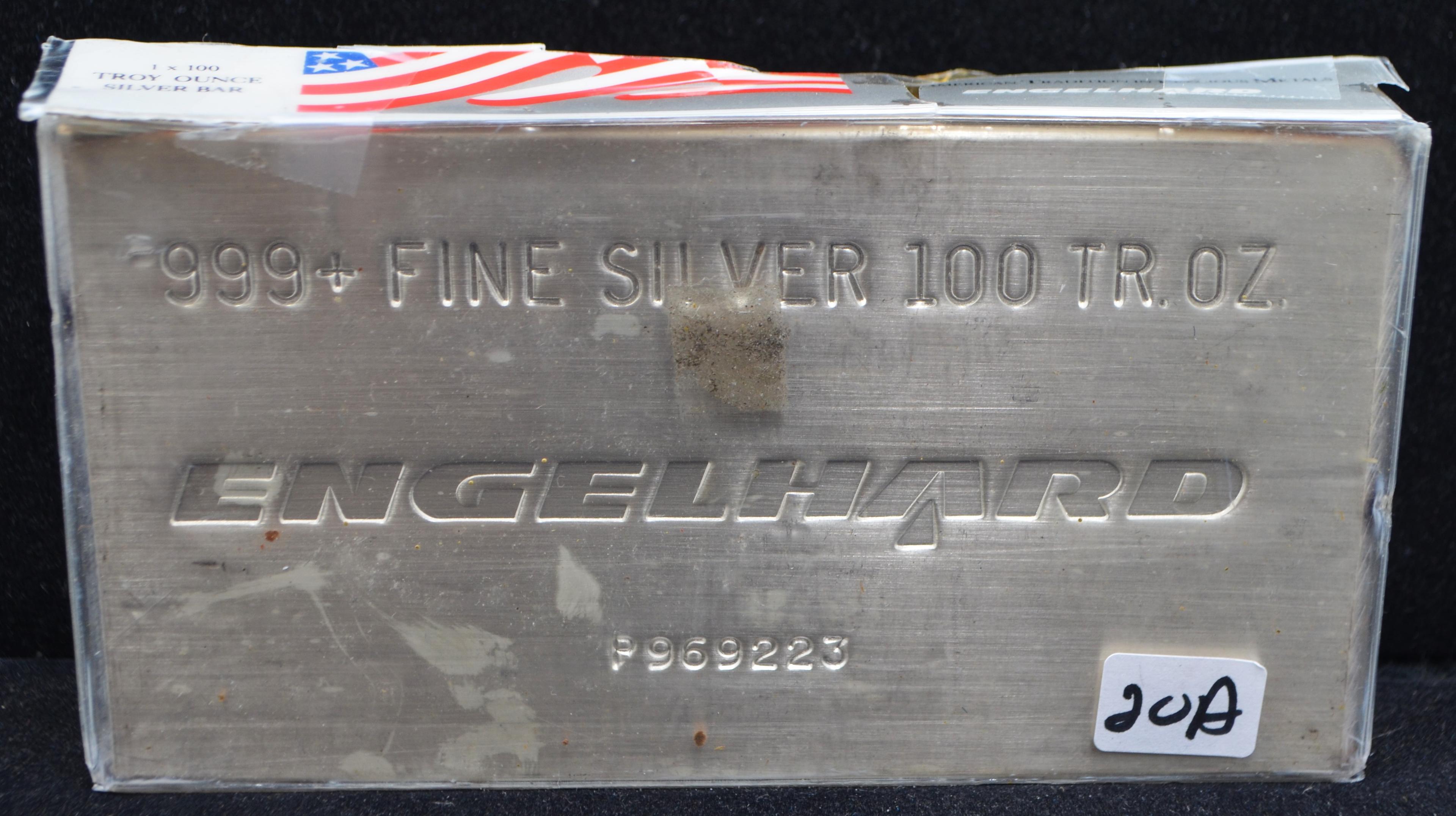 ENGELHARD 100 TROY OZ 999+ FINE SILVER BAR