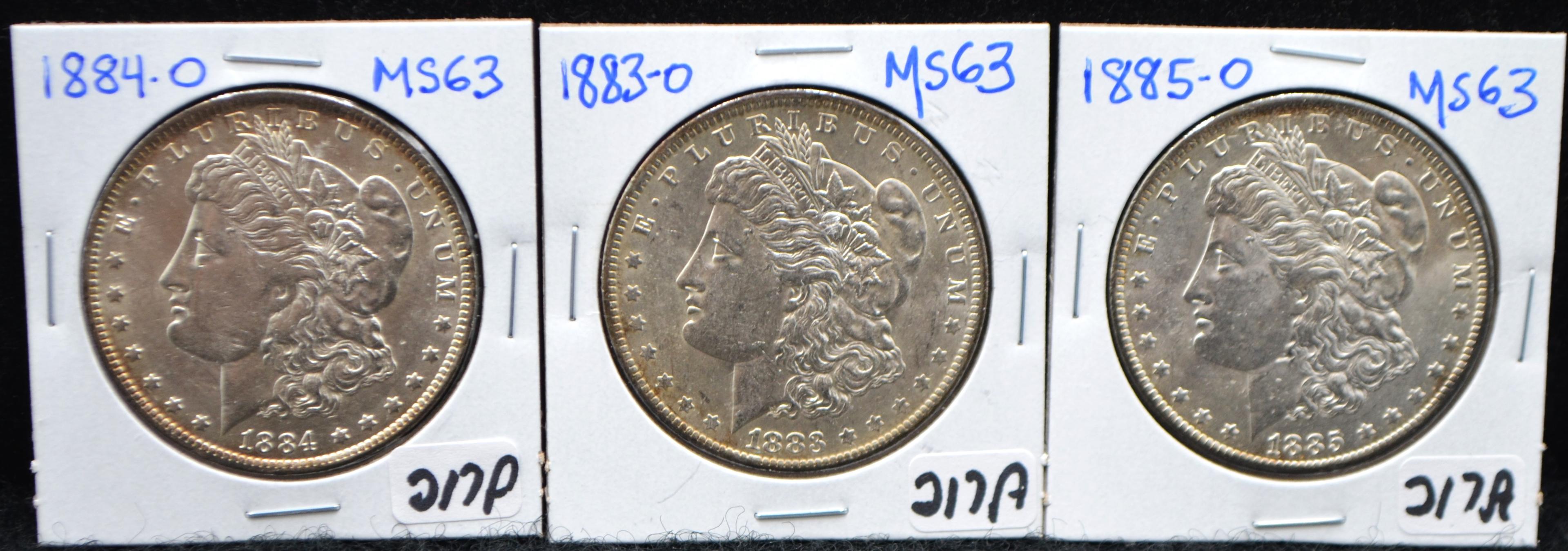 1883-0, 1884-0, 1885-0 MORGANS FROM LARGE COLLECTN