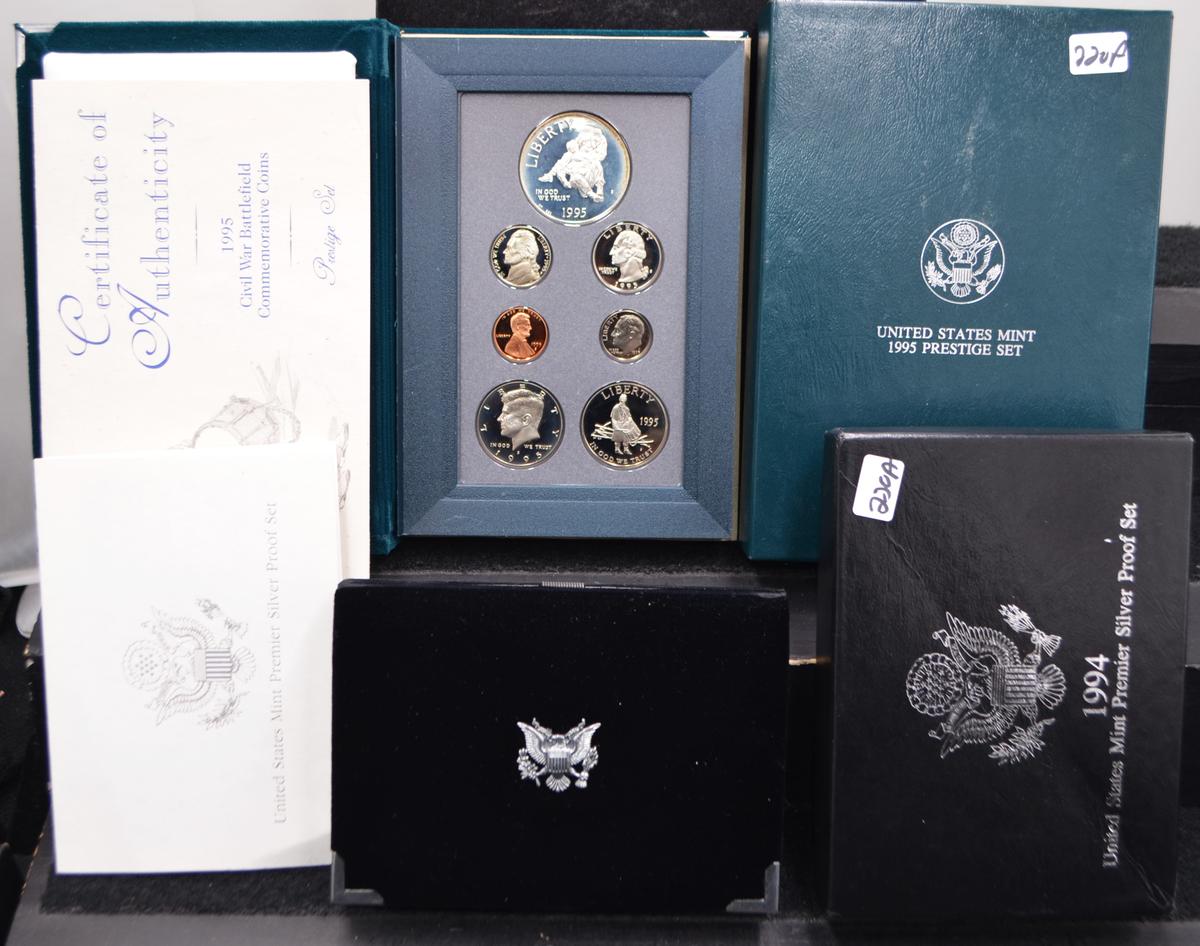 1994 AND 1995 U.S. MINT PREMIER SILVER PROOF SETS