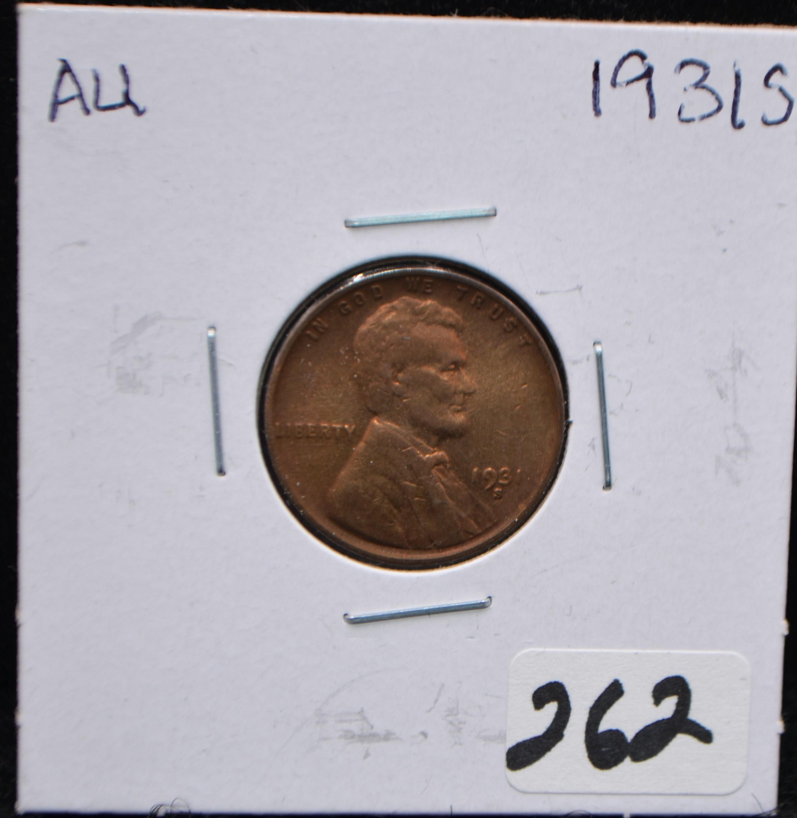 KEY 1931-S LINCOLN WHEAT PENNY