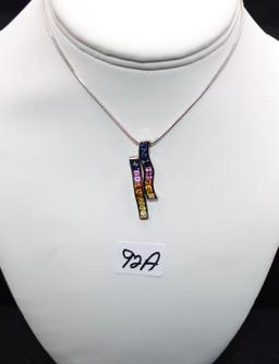 LADIES 1.71 CTTW MULTI-COLOR SAPPHIRE 14K PENDANT