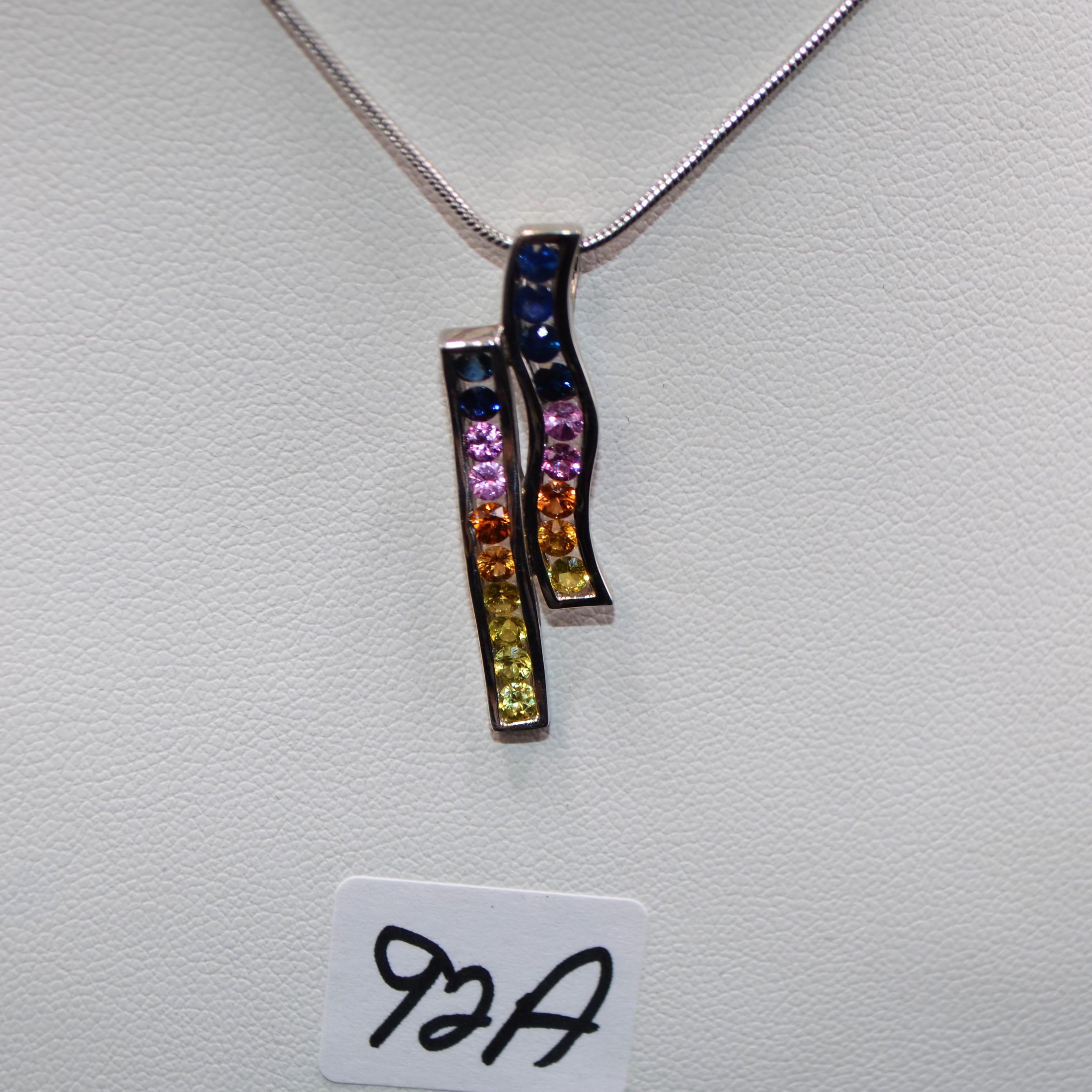 LADIES 1.71 CTTW MULTI-COLOR SAPPHIRE 14K PENDANT