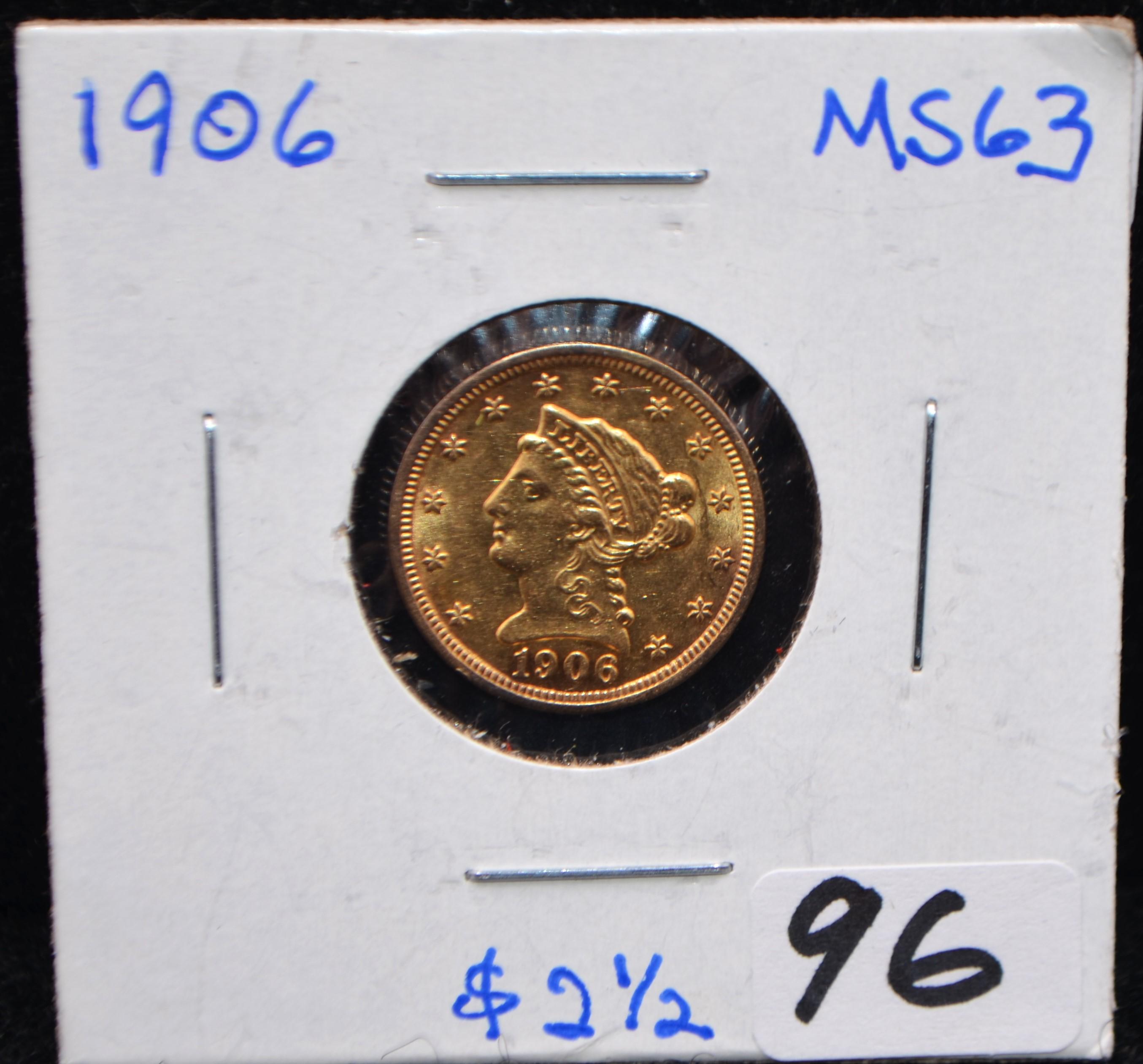 1906 $2 1/2 LIBERTY HEAD GOLD COIN