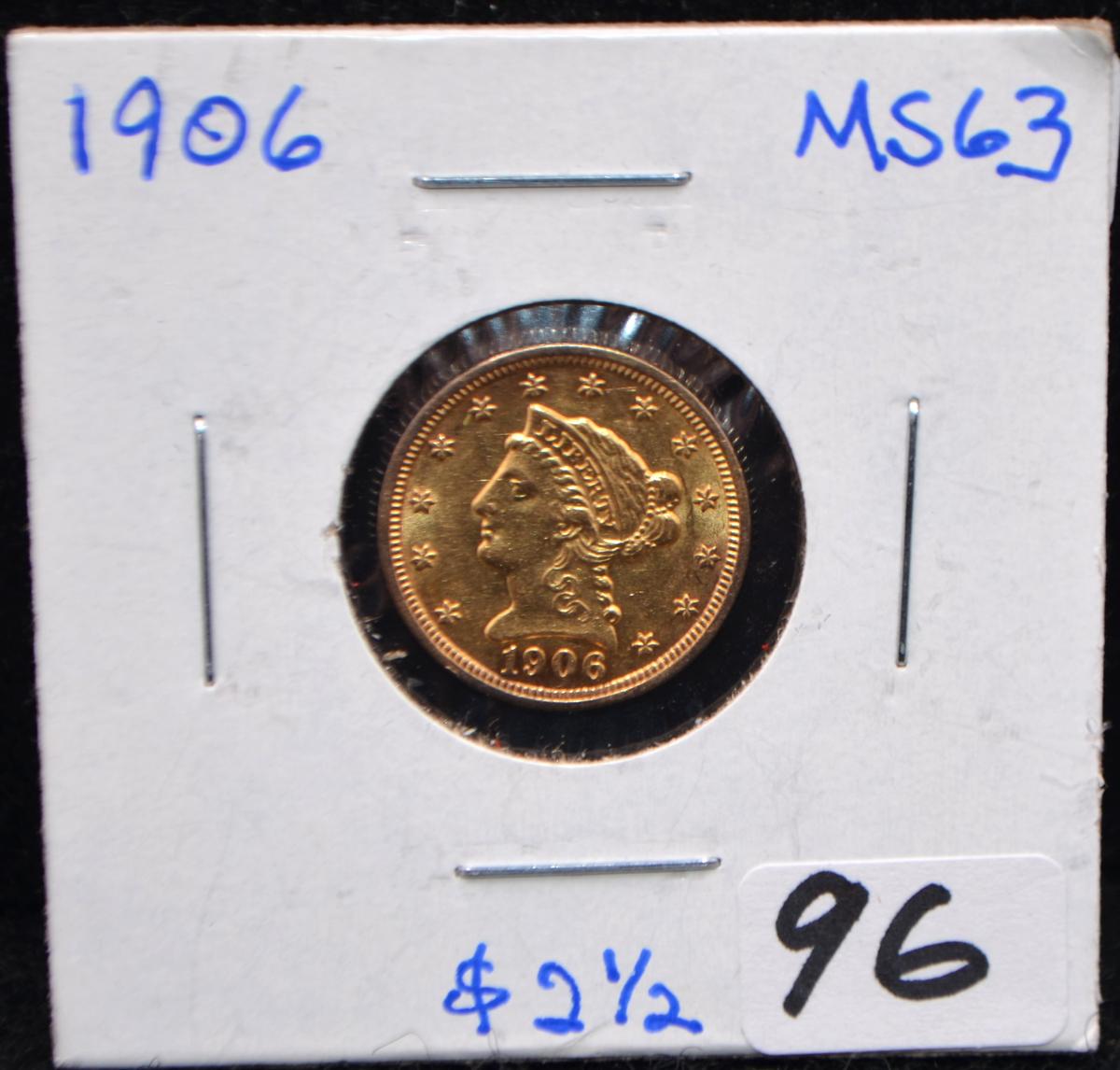 1906 $2 1/2 LIBERTY HEAD GOLD COIN