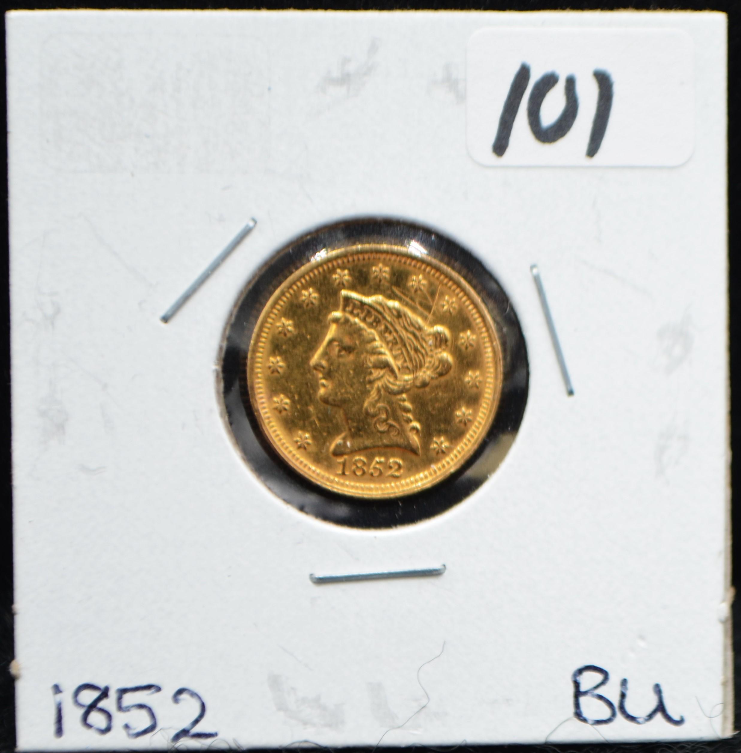 1852 $2 1/2 LIBERTY HEAD GOLD COIN
